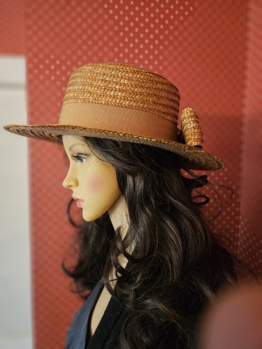 Vintage Betmar 100% Straw Boater Hat Wide Brim Large Bow Made In Italy RN39360 - Picture 11 of 22