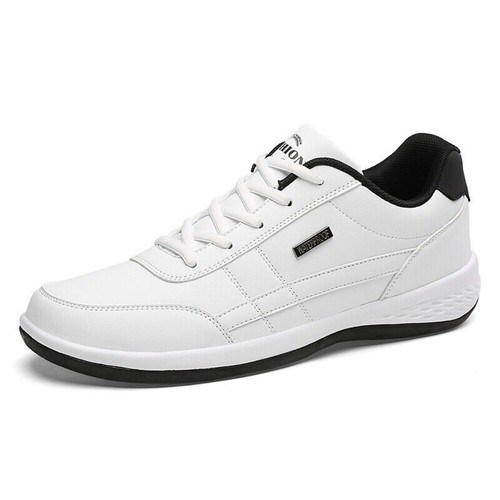 Scarpe da ginnastica uomo in pelle scarpe casual stringate corsa passeggio sneakers UK - Foto 17 di 36