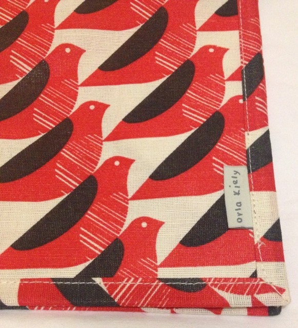 Orla Kiely Red Bird Tote Bag Jute Gift White REUSE Eco Sturdy Multi Use