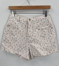 Y2K Vintage SOSTANZA High Waisted White Floral Jean Shorts 9/10 Summer Beachy