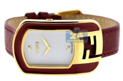 FENDI Women's Chameleon Swiss Quartz Diamond embossed Leather Strap Watch,29mm