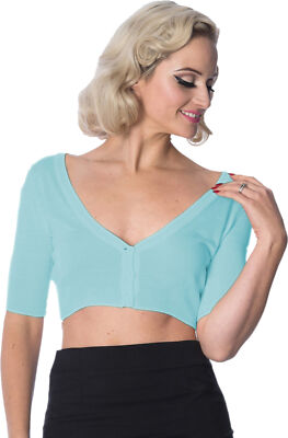 Banned »BOBBY CROPPED BASIC« CARDIGAN Strickjacke Türkis Rockabilly