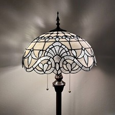 Tiffany Style Floor Lamp White Stained Glass Baroque Style 64"H*16"W*16"D