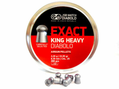 JSB Match Diabolo Exact King Heavy .25 Cal 33.95 Gr 600 Count (2 tins 300)