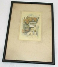 ANTIQUE ETCHING THE FALCON HIGH WYCOMBE BY F ROBSON MOUNT SIGNED ORIGINAL FRAME