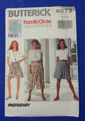 VINTAGE BUTTERICK LADIES SPLIT SKIRT PATTERN 6073 SIZE 12-16 FREE ...