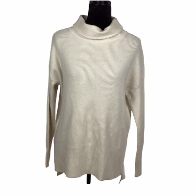 Devotion By Cyrus NEW Women's Cream Cowl Neck Ribbed Knit Tunic
