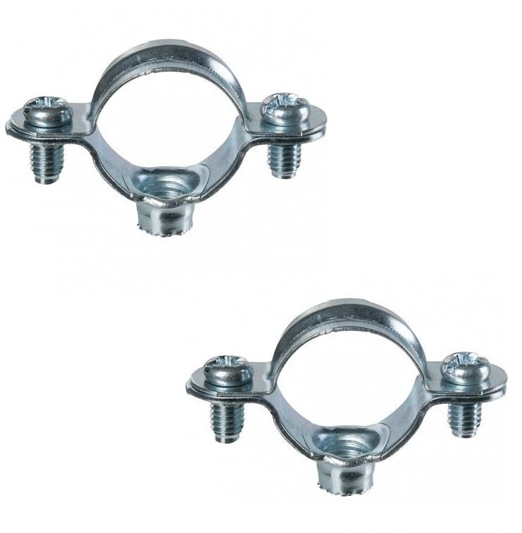 2x UNIVERSAL PIPE CLAMPS DOUBLE SCREW CLIPS HANGERS SUPPORTS PLUMBING STEEL