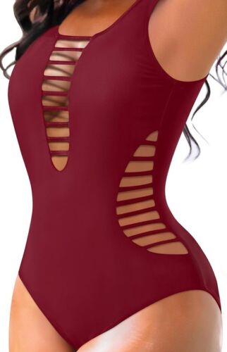 Aqua Eve Women Sexy One Piece Swimsuits Plunge Deep V Neck Cutout Bathing Suits