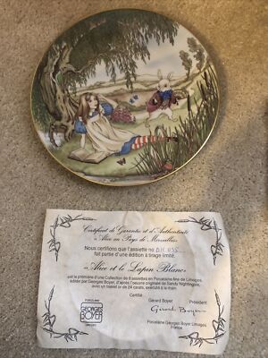 LIMOGES Alice in Wonderland ALICE ET LE Lapin Blanc Plate w/Certificate of Auth
