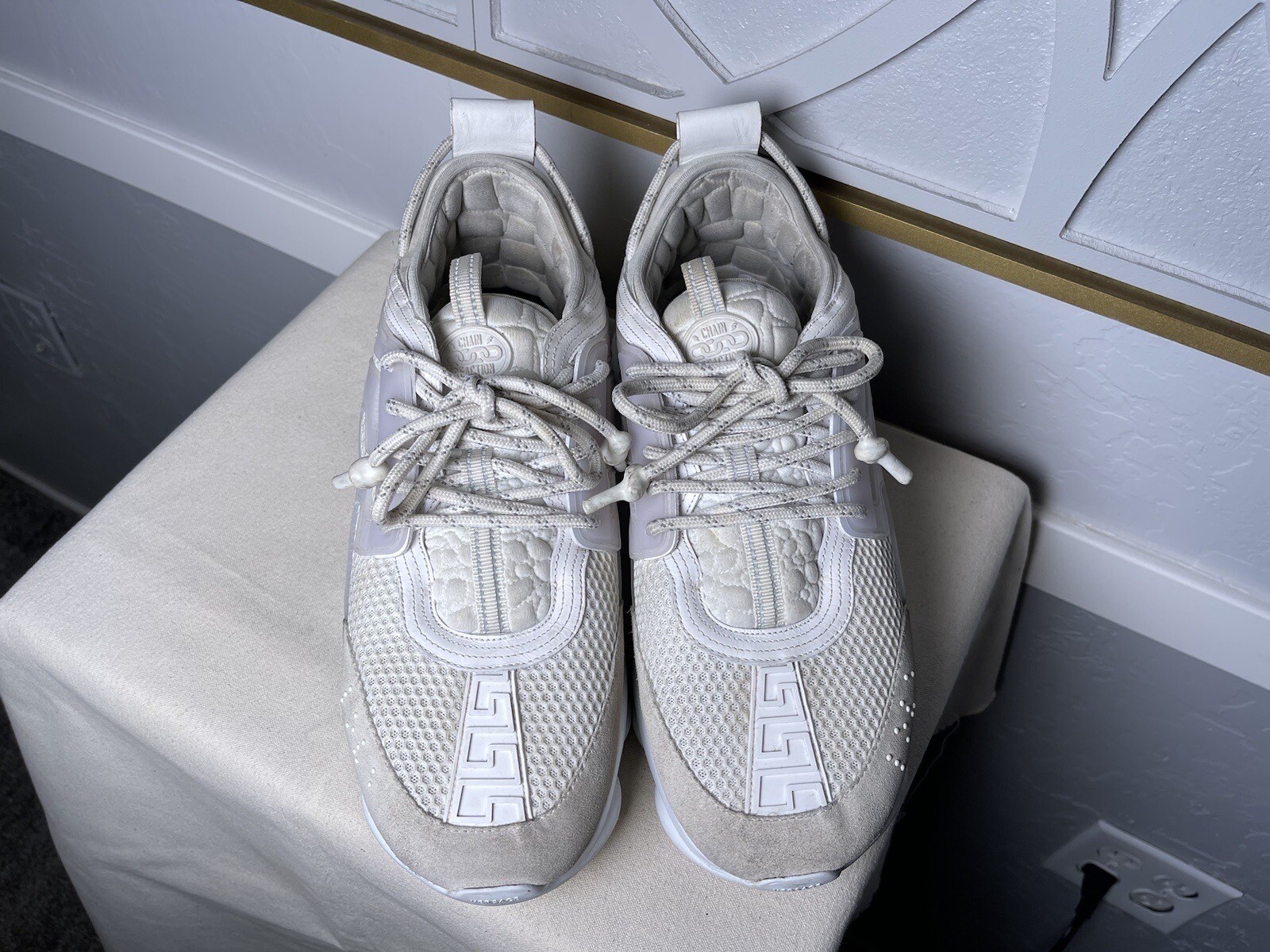 Men’s VERSACE Chain Reaction Greek Key Sneakers Shoes White Size EUR 46 US 13 eBay