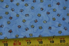 By 1/2 Yd, Small Yellow Orange White Butterflies on Blue Quilt Cotton, P2080