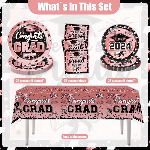 2024 Graduation Party Decorations Tableware Set 76pcs Graduation Party Suppli... - Picture 2 of 7