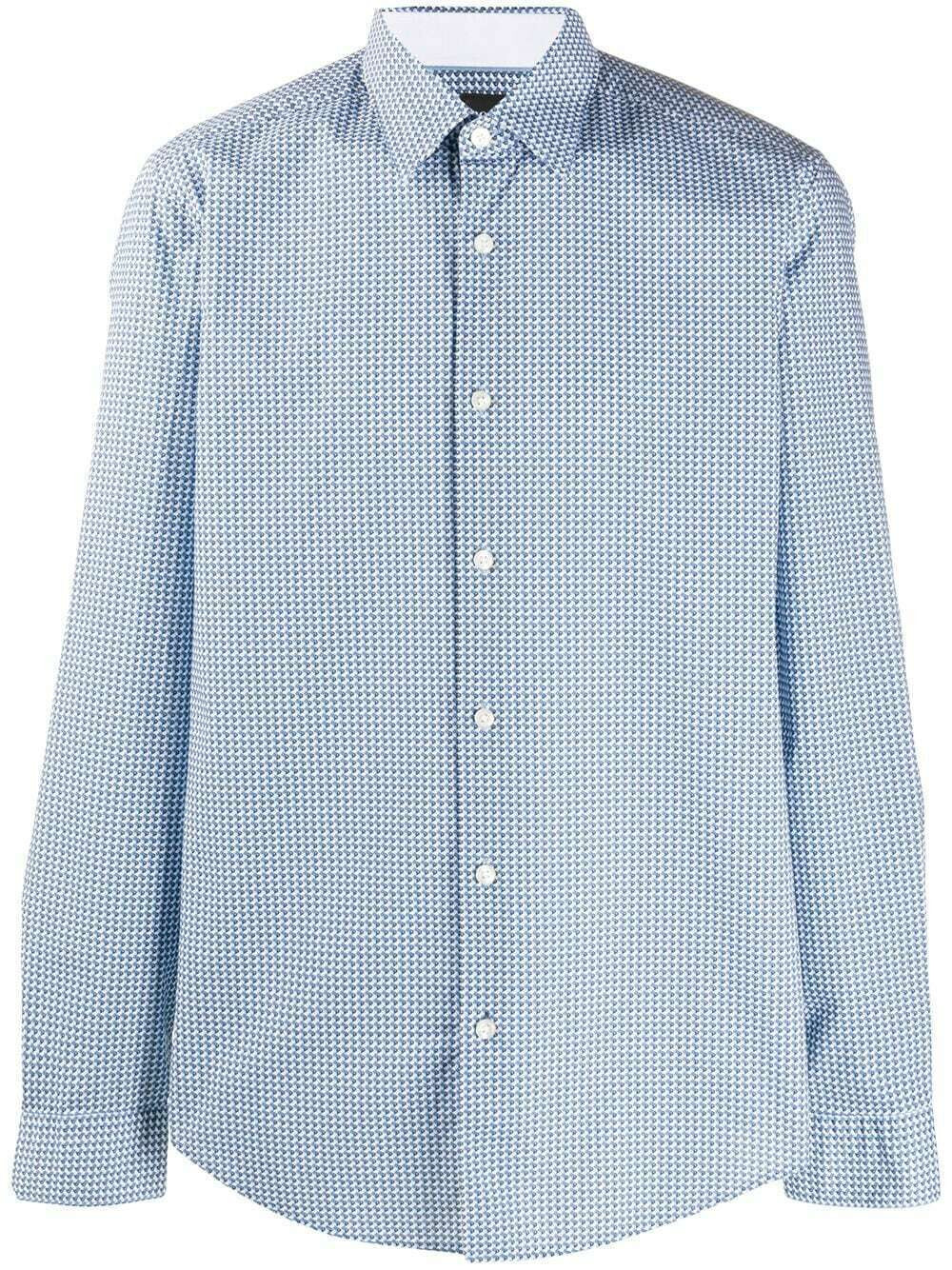 Рубашка HugoBoss с принтом в мелкую клетку Reg Fit Pastle/Синяя, Размер L