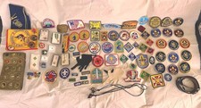 Vtg 1970’s-80 Lot  Boy Scouts 50+ Patches Medals Sash Belt Neckerchiefs