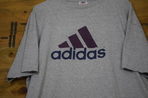 Adidas Shirt Herren XL Grau Athletic Spell Out Logo Made USA Kurzarm Tee - Bild 2 von 8