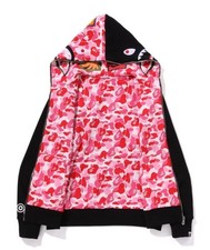 Authentic Bape ABC Camo Reversible Shark Full Zip Hoodie Black/Pink L NEW w/TAGS
