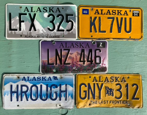 5 Assorted Alaska License Plates - Low $ Buy It Now - Used and Expired Tags