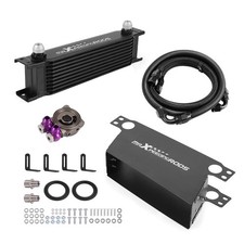 10 Row Universal Engine Transmission Oil Cooler Kit 10an Aluminum W Hoses Black 10 Row Universal Engine Transmission Oil Cooler Kit 10an Aluminum W Hoses Black