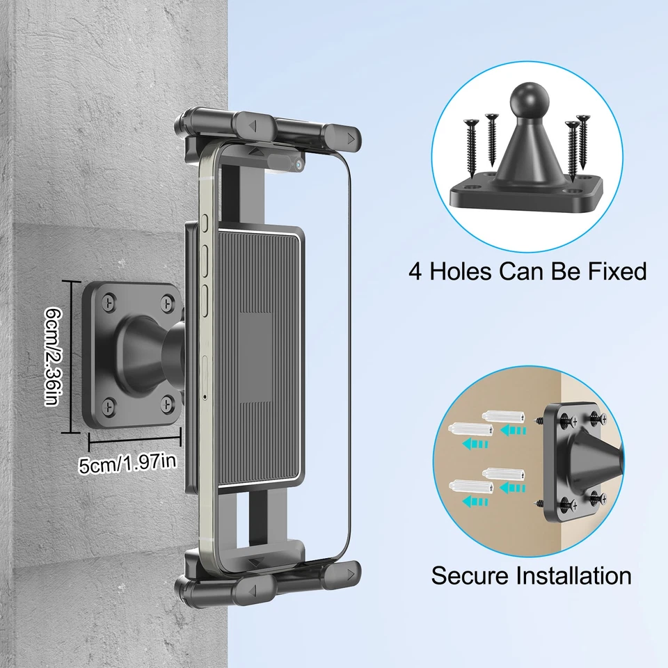 Suporte de parede universal para tablet telefone 4,7-12,9" iPad Pro iPhone Samsung - Imagem 4 de 4