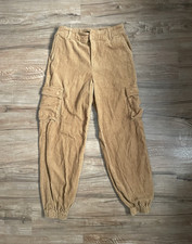Forever 21 Women  s Brown Orange Corduroy Cotton Cargo Jogger Pants Size Small