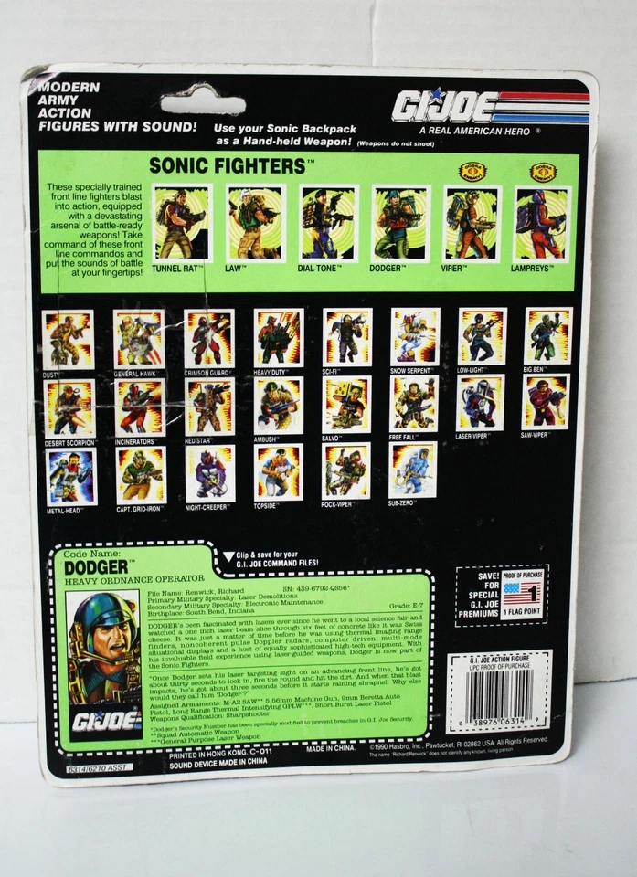 GI Joe Sonic Fighters Dodger Action Figure Hasbro 1990 Original - Image 3 of 4