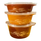 Vintage Pyrex AUTUMN WHEAT Casserole 3 pc Set (471, 472 & 473) - No Lids