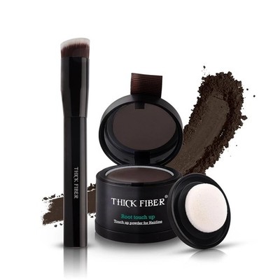 2 Stück DICKE FASER Wurzel Touch Up Puder mit präzisem Pinsel Dunkelbraune...