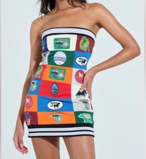 Akira SPORTY CHIC MINI DRESS Basketball Team Logo Patch Small Dopamine Colorful