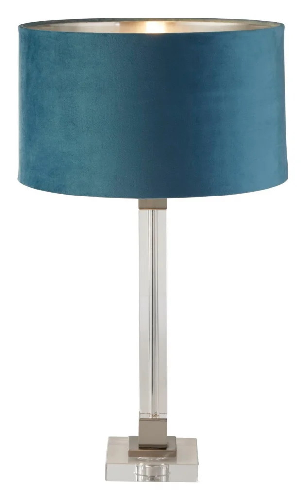 Table Light Silver Scarborough Satin Nickel Crystal Teal Searchlight 67521TE