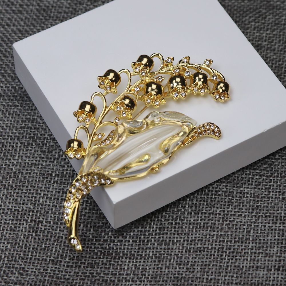 Replica Antique Rhinestone Lily of the Valley Brooch