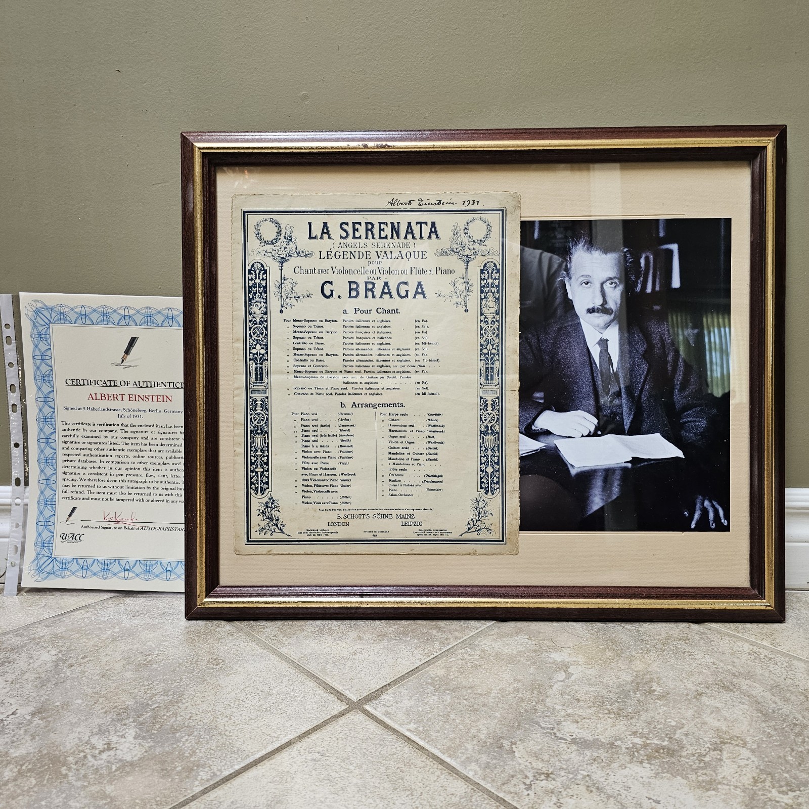 Albert Einstein -Authentic Hand Signed Concert Program -Autograph -Framed -COA