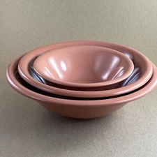 Set of 3 Anchor Hocking Vegetable Bowl Stoneware Japan Salmon Serving Bowl,