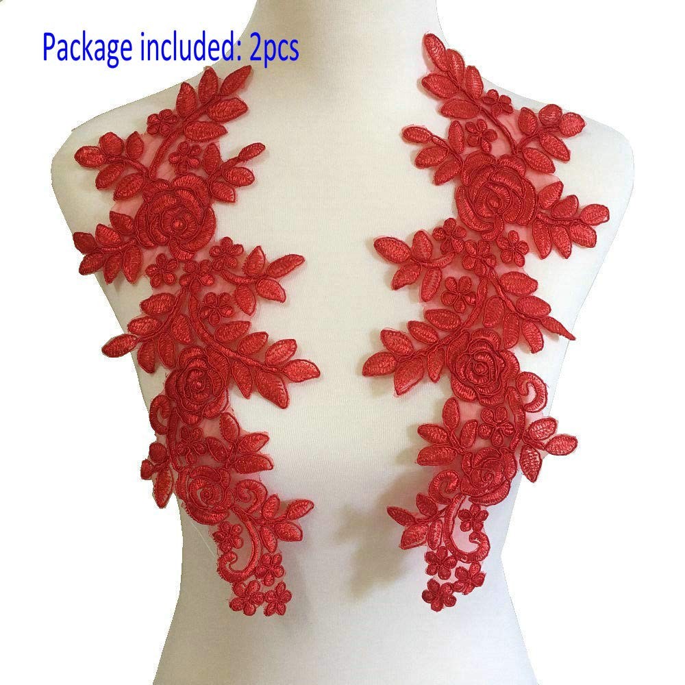 2pairs Lace Embroidery Big Flower Patch Children's Wedding Dress Costume DIY ...