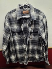 Orvis Men's Long Sleeve Plaid Button-Up Flannel Shirt Size XL Blue White