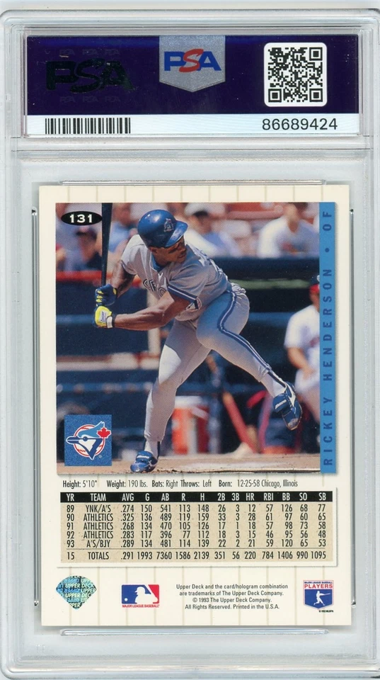 1994 Collectors Choice Gold Signature #131 Rickey Henderson - PSA 7 - Image 2 of 2