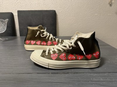 Comme des Garcons x Converse Chuck Hi Multi Heart Olive Sneakers 162973C Size 11