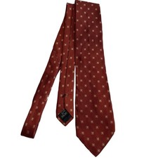 Burberry London Silk Tie Burgundy Geometric Square Pattern Made in USA 3.75  