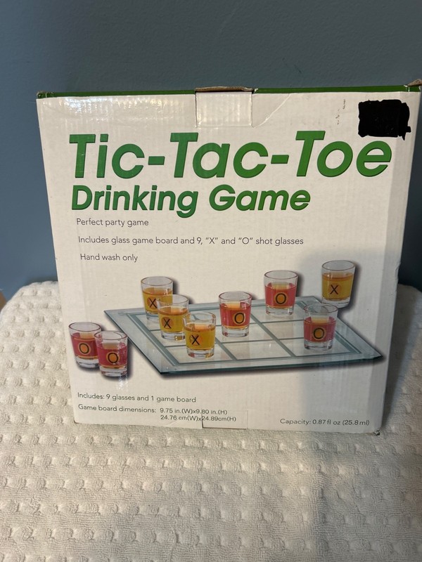 Tic Tac Toe Drinking Party Game Adults Shot Glasses and Board