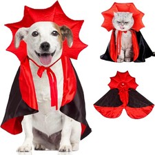 Dog Cape Costume, Pet Halloween Costumes Cat Vampire Devil Medium, Small, Red