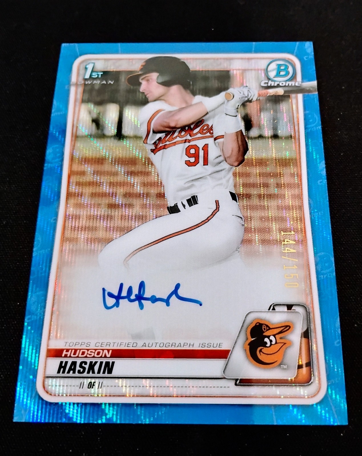 2020 Bowman Draft Chrome HUDSON HASKIN 1st Auto BLUE REFRACTOR!🔥  SP #/150!