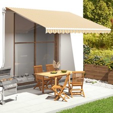 Image of Retractable Awning Manual Outdoor Garden Canopy Canvas Patio Sun Shade Shelter