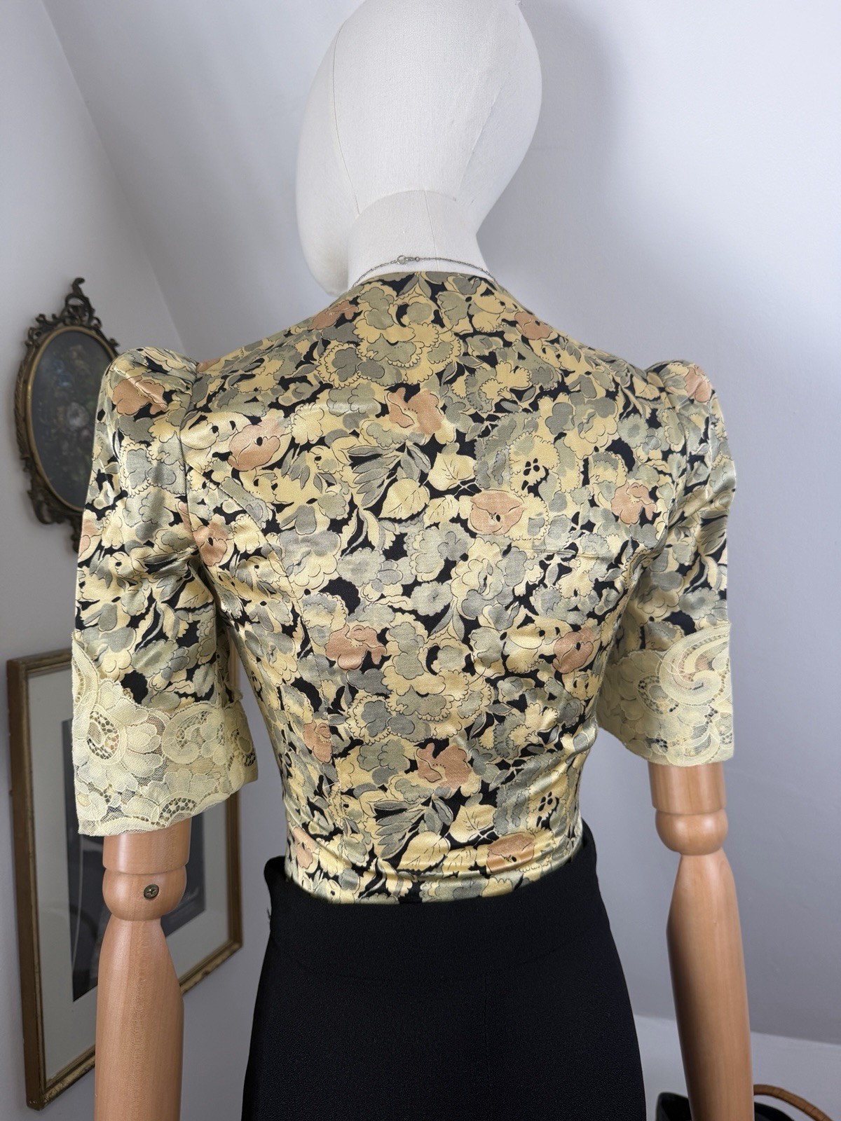 1970 BIBA shirt jacket ornate silk satin yellow top rare gold label image 2