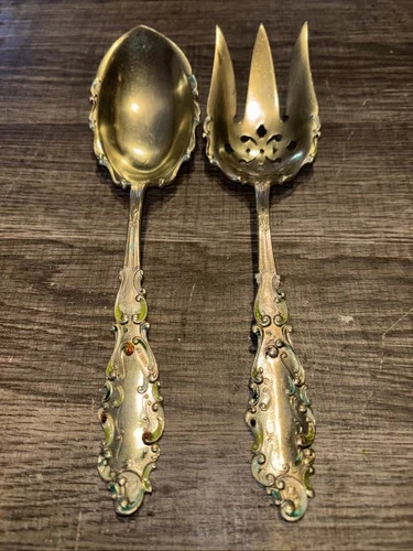 1893 Luxembourg by Gorham Sterling Silver Salad Serving Fork & Spoon 8 5/8" 137g
