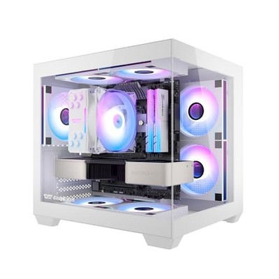 DARKFLASH ITX PC CASE PRE-INSTALL 3 PWM ARGB FANS COMPUTER CASE - WHITE