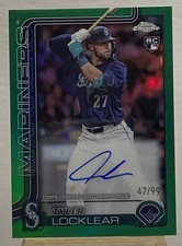 2025 Topps Chrome RC Tyler Locklear Autograph/99 Green Refractor Mariners