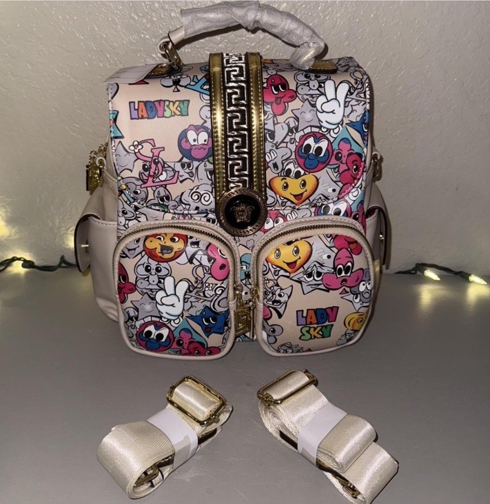 BRAND NEW WITH TAGS LADY SKY CARTOON EMOJI BACKPACK 