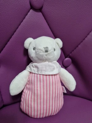 Doudou Hochet Ours Rayures Rose Jacadi Environ 15 Cm - Photo 1/2