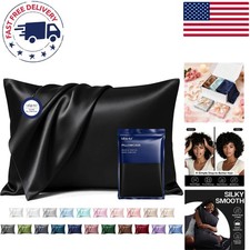 Elegant Black Satin Pillowcases, King Size 20"x40", 2 Pack Beauty Rest Upgrade