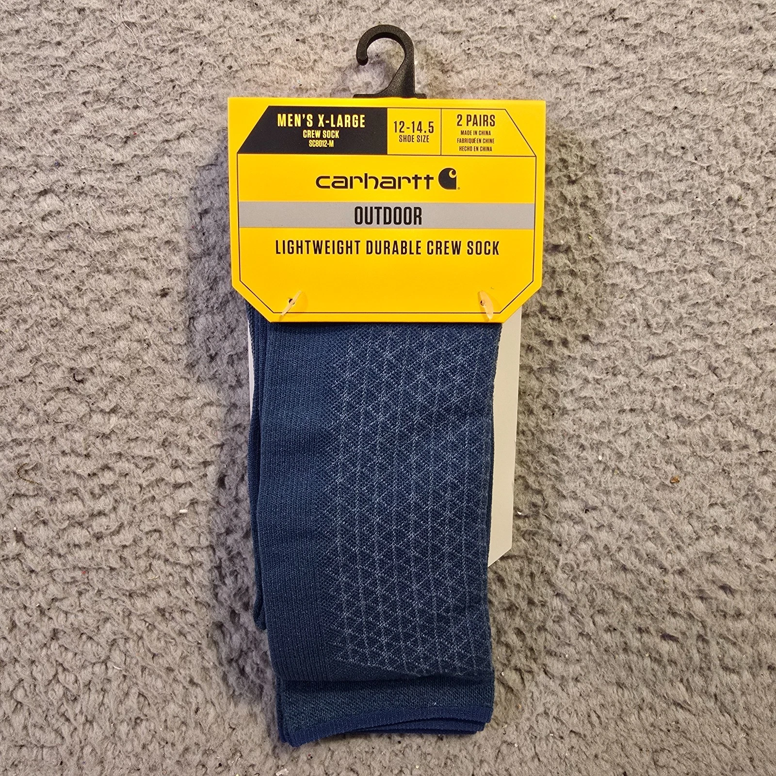 Carhartt Crew Socks 2 pair Mens XL 12-14.5 Blue Lightweight Knit Stretch NWT